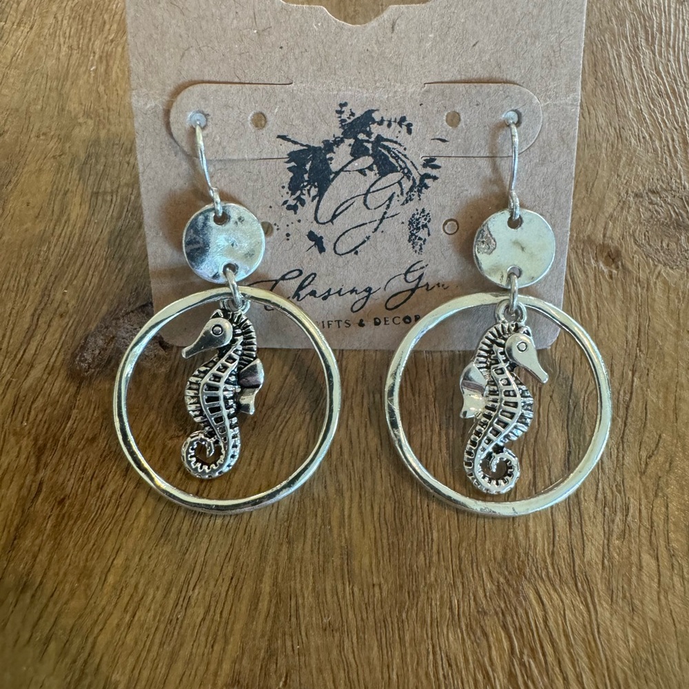 Silver Seahorse Earrings